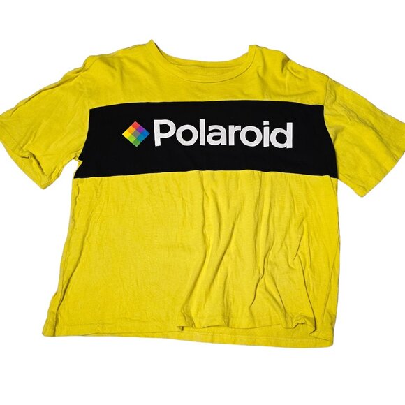 Polaroid Bright Yellow Crop top  Size L Excellent Condition‎ - Picture 1 of 5